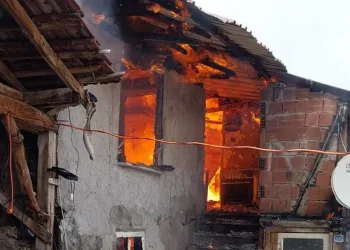 Bursa Yenişehir’de ahşap ev yangında kül oldu