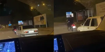 Bursa’da motosiklet otomobili çekti