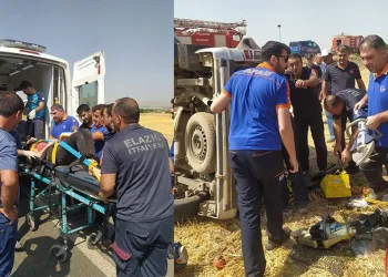 Elazığ’da kamyonet şarampole yuvarlandı: 3 yaralı