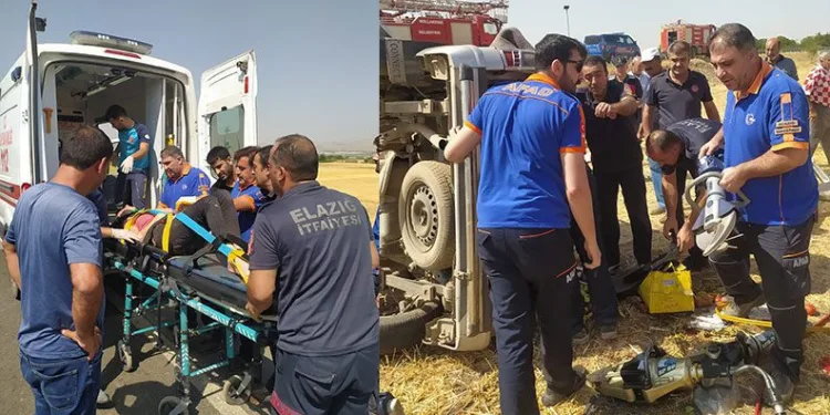 Elazığ’da kamyonet şarampole yuvarlandı: 3 yaralı