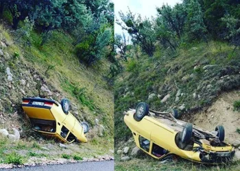 Ankara’da otomobil takla attı