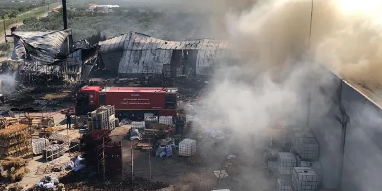 Manisa’da fabrika yangını