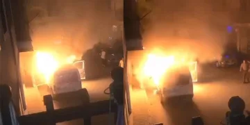 Bursa’da park halindeki kamyonet gece yarısı yandı