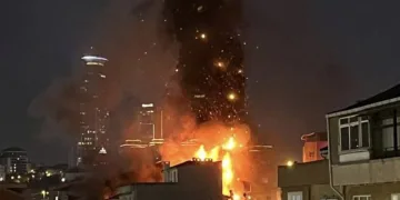 Patlama yaşanan bina havadan görüntülendi