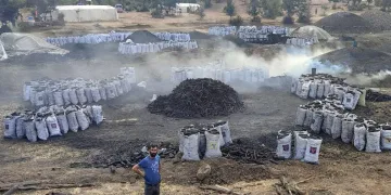 Yozgat’ta mevsimlik işçilerin mangal kömürü mesaisi