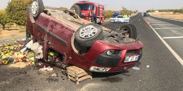 Malatya’da kontrolden çıkan araç takla attı: 2 yaralı