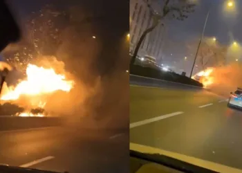 Bursa’da otomobil alev alev yandı