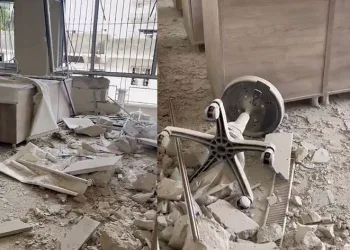 Roketin isabet ettiği okulun görüntülendi