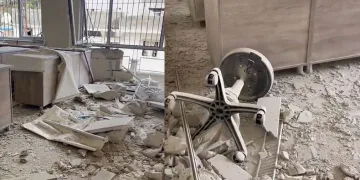 Roketin isabet ettiği okulun görüntülendi