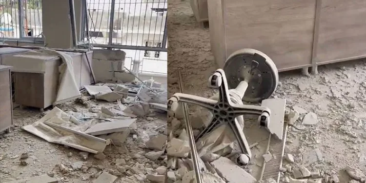 Roketin isabet ettiği okulun görüntülendi