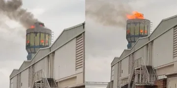 Fabrikanın talaş silosunda yangın