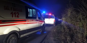 Sakarya’da bisikletliye çarpmamak için evin bahçesine devrildi