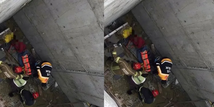 Çukura düşen vatandaşı itfaiye kurtardı
