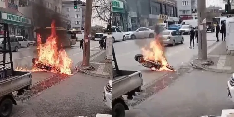 Bursa’da seyir halindeki motosiklet alev topuna döndü