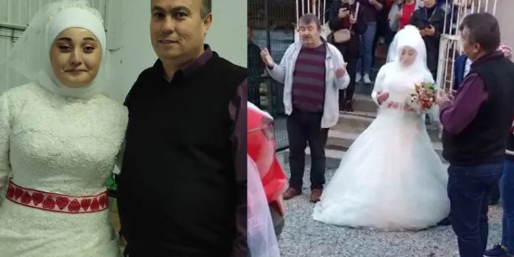 Çalıştığı fabrikadan gelinliğiyle çıktı