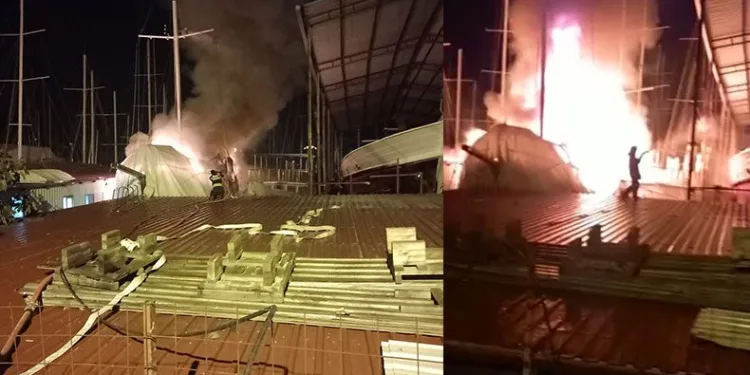 Fethiye’de tersane yangını