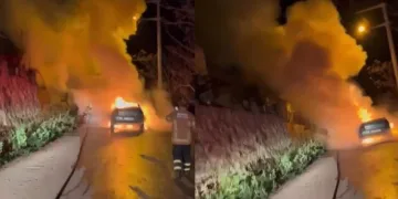 Bursa’da seyir halindeki otomobil alev alev yandı
