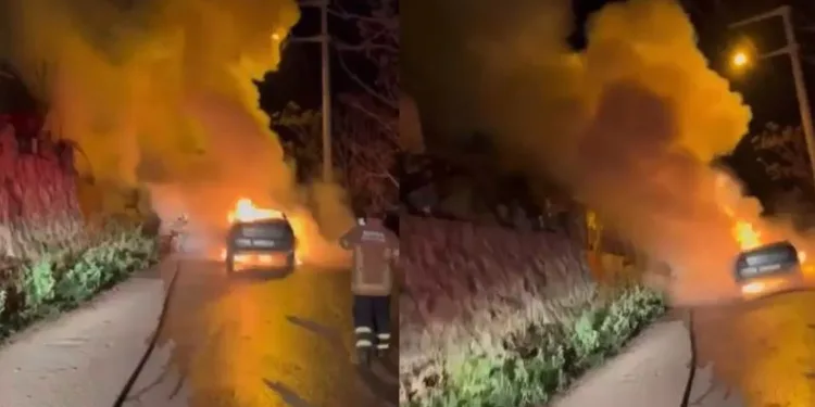 Bursa’da seyir halindeki otomobil alev alev yandı