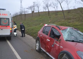 Tekirdağ’da otomobil takla attı