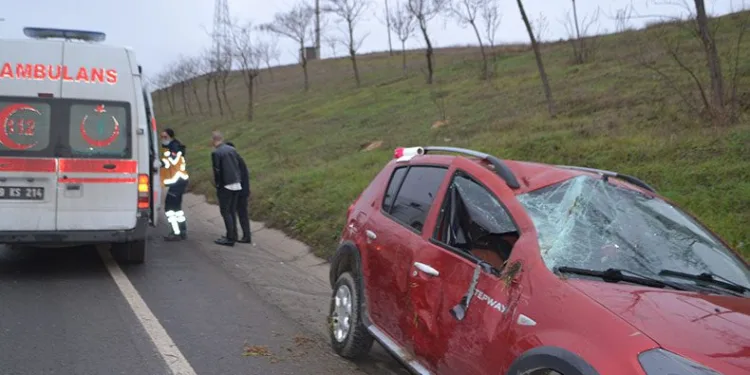 Tekirdağ’da otomobil takla attı