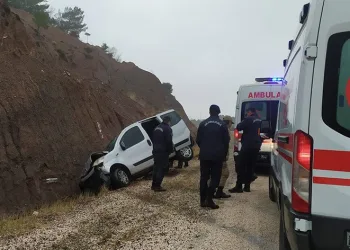 Hafif ticari araç şarampole devrildi
