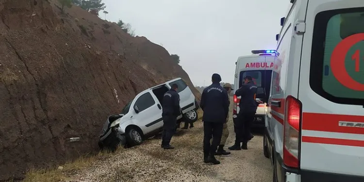 Hafif ticari araç şarampole devrildi