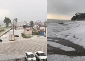 Karataş’ta dolu etkili oldu