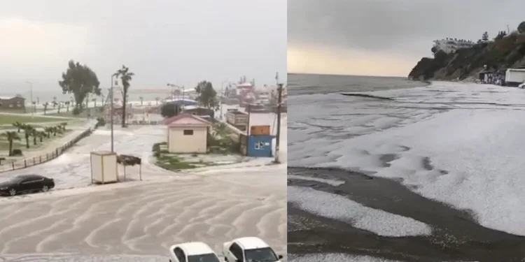 Karataş’ta dolu etkili oldu