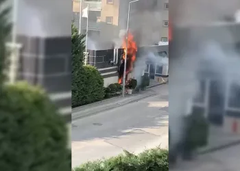 Sitenin jeneratörü alev alev yandı