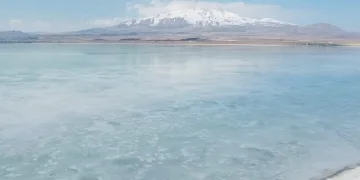 ‘Kuş Cenneti’ Arin Gölü dondu