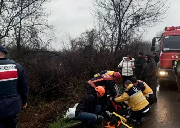 Otoyolda otomobil şarampole yuvarlandı