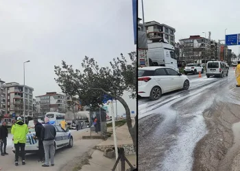 Bandırma’da yola asit döküldü