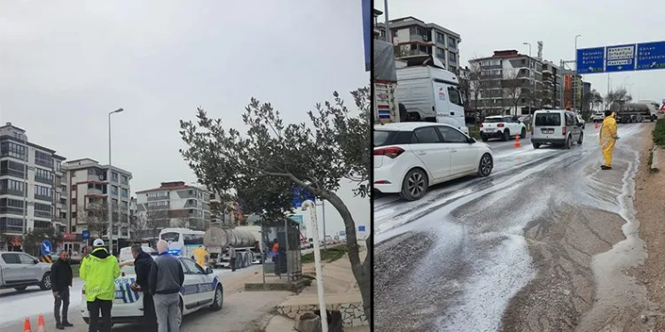Bandırma’da yola asit döküldü