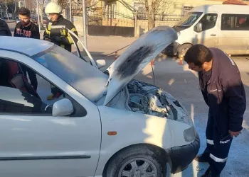 Karaman’da otomobil yangını