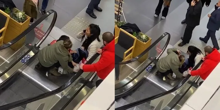 AVM’de bir çocuk yürüyen merdivene sıkıştı