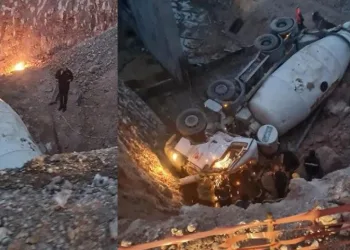 Çukura devrilen beton mikserinde hayatını kaybetti