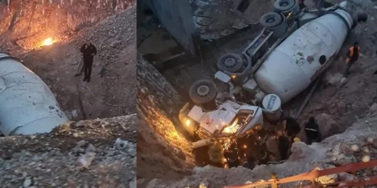 Çukura devrilen beton mikserinde hayatını kaybetti