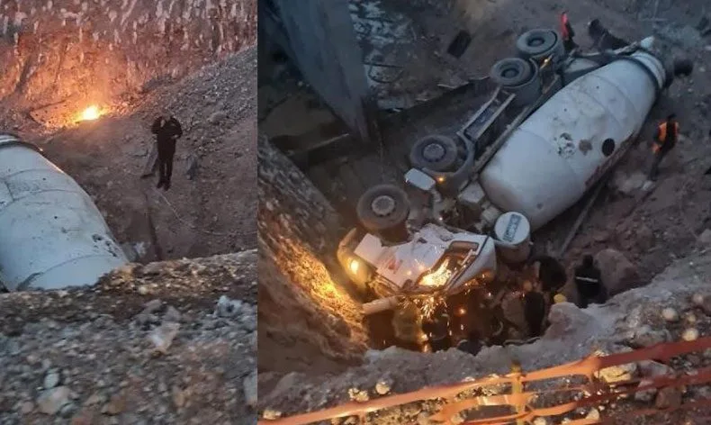 Çukura devrilen beton mikserinde hayatını kaybetti