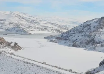 Tercan Baraj Gölü dondu