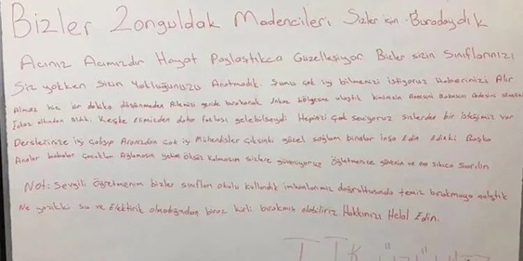 Madencilerden öğrencilere duygulandıran mesaj