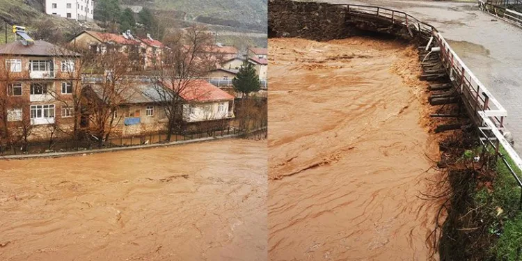 Maden ilçesindeki köprü ulaşıma kapatıldı