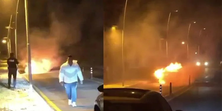 Büyükçekmece’de otomobil alev topuna döndü