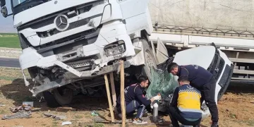 Mardin’de tır otomobili biçti
