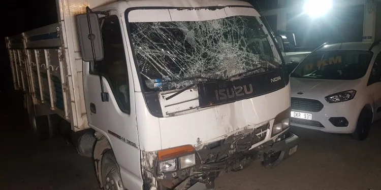 Uyuyan sürücü direğe çarptı