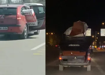 Trafikteki tehlikeli taşımacılık kamerada