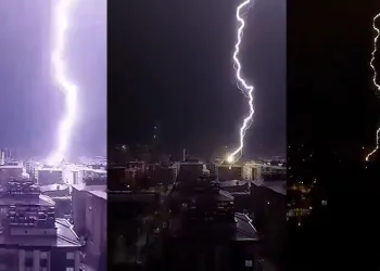 Gaziantep’te şimşekler geceyi aydınlattı