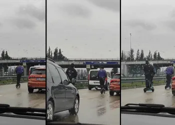 Bursa’da gençlerin tehlikeli scooter yolculuğu