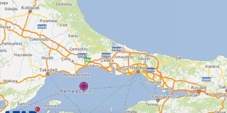 Marmara denizinde deprem