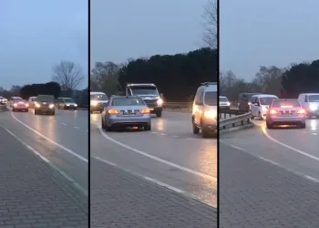 Ters şeritten giden otomobil, ölüme meydan okudu