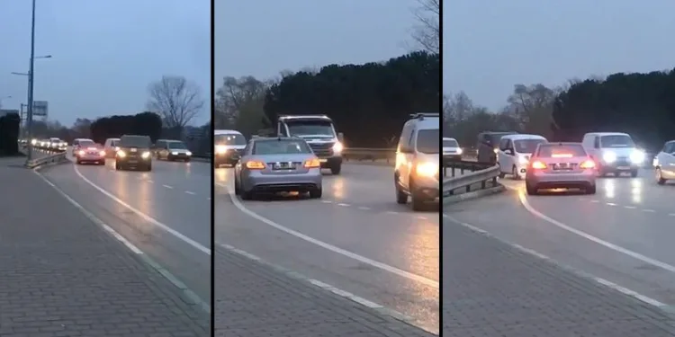Ters şeritten giden otomobil, ölüme meydan okudu
